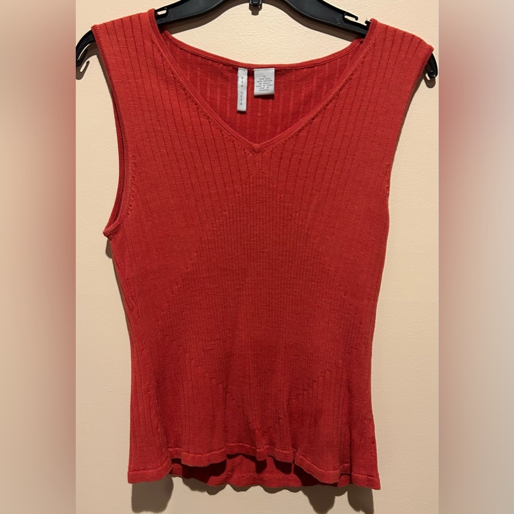 🇺🇸 Via Seta Silk-blend knitted top M